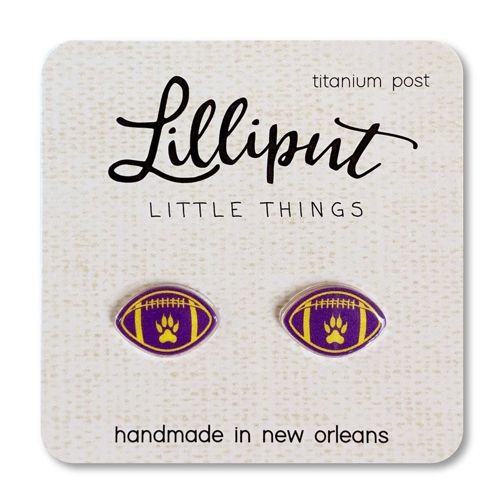 LSU Tiger Paw Football Earrings